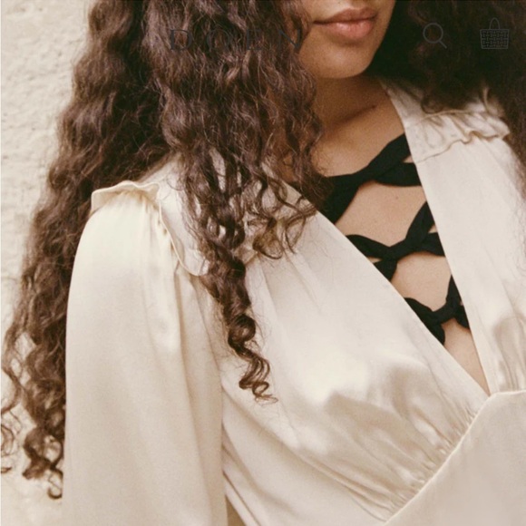 💋SOLD💋🖤🦢DÔEN ‘Lorelei’ Silk Satin Bow Maxi Mother of Pearl Dress XS - Picture 6 of 16